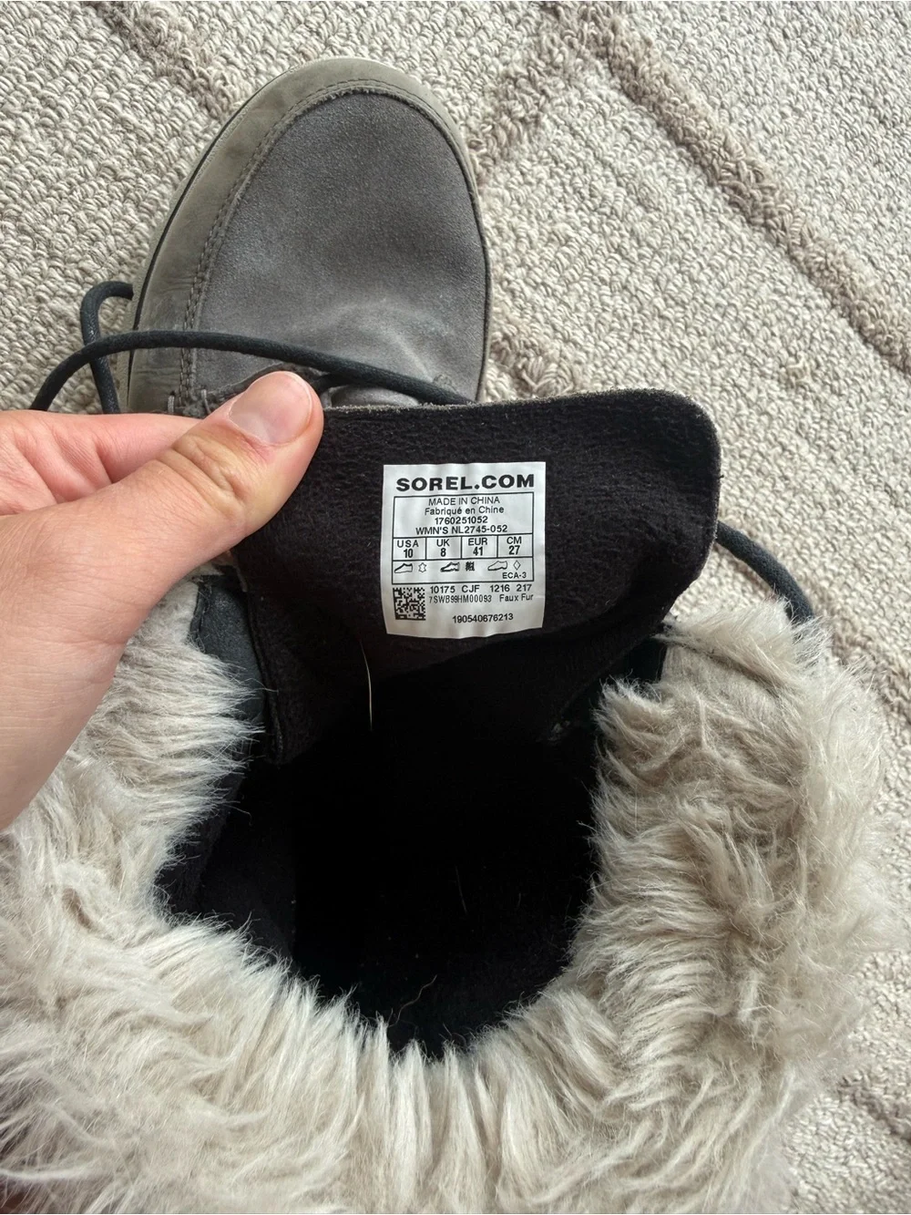 SOREL Women's Gray Faux-Fur Winter Ankle Boots - Waterproof - Size 10